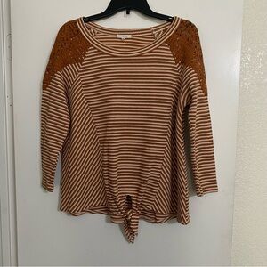 Maurices Brown and White Striped Blouse
